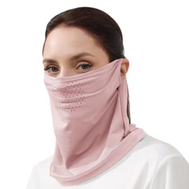 HeiDmai Unisex UV Face Shield Multipurpose Protector Neck Gaiter Elastic Face Mask Bandana with Ear Loops (1-Pink)
