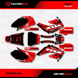 Factory EFX Black & Red Shift Racing Graphics kit fits Honda Crf450 02-04 Crf 450 Decals