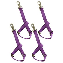 T TEKE Adjustable Heavy Duty Bucket Strap Hanger with Easy-on Hook (4 Pack), for Hay Nets, Buckets and Other Feeders
