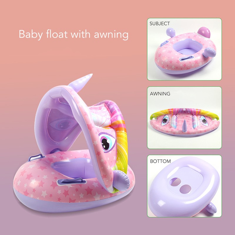 Inflatable Baby Swim Float Cartoon Shape Double Handle Inflatable Baby