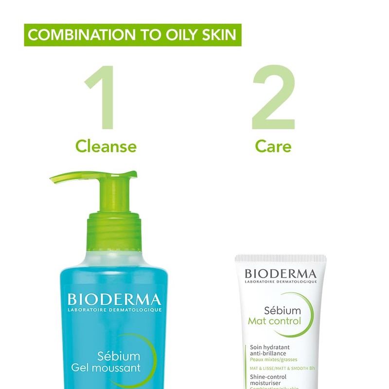 Bioderma Sébium Foaming Gel Pump, Gentle Face Cleanser, Makeup Removing