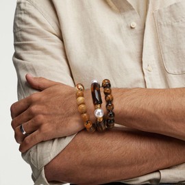 Pendlixy Brown Tube Bangle Bracelets for Women Men 10MM Natural Crystal Healing Bracelet Inspirational Gifts for Women Men