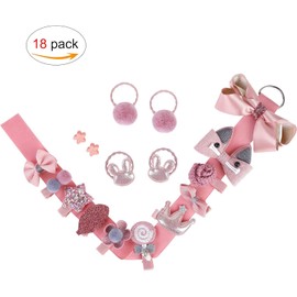 THJOPOKEEL Clips pinza pelo niña accesorios de peinado set flores cinta bowknot arco lazos el cabello lindo horquillas bebé diademas con caja de regalo navidad 18pcs rosa