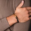 Elegatto Signature Gold Bracelet for Men | Braided Full-Grain Black