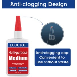 60g(2.12 oz) Medium CA Glue Premium Adhesive. All Purpose,Quick Drying Super Glue, for Wood, Metal, Model Kit, Home Repair, DIY.Medium Super CA Contact Cement