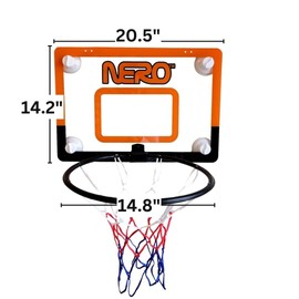 The Incredible B-Ball Hoop for Play Indoors. Durable Indoor Hoop with 3 Safe Options to Install! Hooks, Adhesives Or Suctions. for Your Door, Or Anywhere On The Wall. Easy to Assemble. 14.2"X20.5"