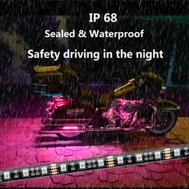 NBWDY 12Pcs Wireless RF Remote APP Control RGB Motorcycle LED Light Kits Flexible Waterproof Neon Underglow Strip Kits for DC 12V Motorcycle Bike Car SUV Golf Cart ATV UTV
