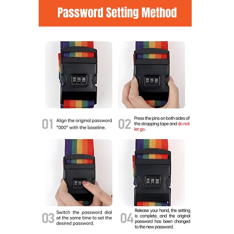 Luggage Strap Code Password Travel Suitcase Secure Lock Safe Nylon