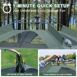 3-4 Person Tents for Camping, Instant Pop-Up Family Tent with Vestibule & Mesh Windows, Portable Lightweight Cabin Tent with Rainfly, Windproof & Waterproof, Easy Setup for Outdoor Hiking Travel