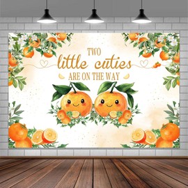 10X8ft Twin Baby Shower Photo Backdrop Photography Background, Two Little Orange Cuties Baby Shower Backdrops Photo Booth Prop Decorations Wall Decor Tablecloth