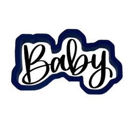 Baby Word Outline Script Cursive Fun Font Cookie Cutter with Easy to Push Design, for Special Occasions, Baby Showers, and Gender Reveal Celebrations (5 inch)