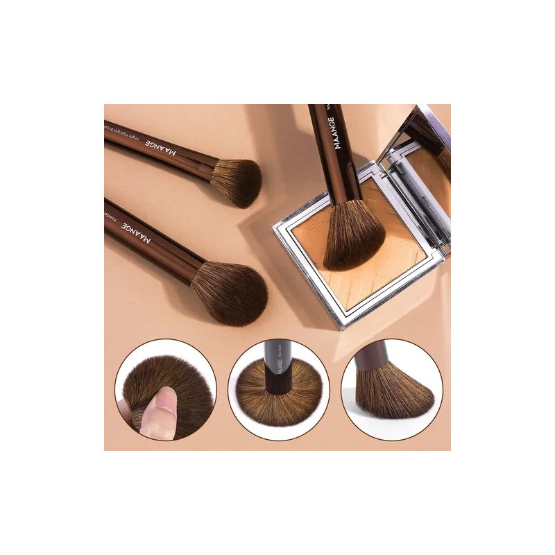 18 Brochas De Maquillaje Profesionales Alta Calidad Color Marrón Oscuro