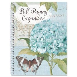 Hydrangea Bill Paying Organizer- Softcover; Includes 14 Pocket Pages, 32 Label Stickers