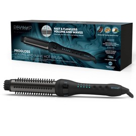 Revamp Progloss Ceramic Volume and Wave Brush - 32mm Ceramic and Ion Brush with Retractable Bristles and Progloss Oils for Easy, Long Lasting Curls and Waves