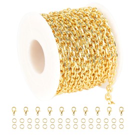 YOUBEIYEE 5 Meters 18K Gold Plated Jewelry Chains Bulk Diamond Cut Cable Chain Link Light Gold Chain Necklace DIY for Men and Women