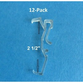 Precious 12 Pack of 2 1/2 Inch CLEAR Valance Clips For Faux wood & Wood Window Blinds 2.5
