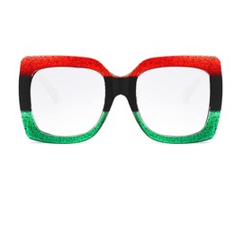 bullabulling Ladies Reading Glasses Stylish Frame - Oversized Square Design Reader Eyeglasses for Women (Pink green, 1.50)