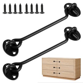 2 Pack 6 Inch Gate Hook and Eye Latch, Heavy Duty Cabin Hook and Eye Latch for Garden Door Holders to Stay Open, Stainless Steel Lock for Shed, Barn, Patio, Window, Closet, Sliding Doors