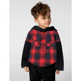 Toddler Baby Boys Clothes Flanel Lattice Button Down Hoodied Tops +Pants Boys Fall Winter Outfits(18-24 Months)