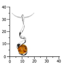 InCollections 541A201406890 Women's Necklace 925 Sterling Silver Amber including Curb Chain 45 cm, Sterling Silver, Amber