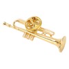 Gold Miniature Trumpet Shaped Lapel Brooch Pin Brass Exquisite Mini