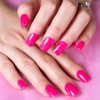 LINSSQ Press on Nails Glossy Solid Rose Pink Fake Nails
