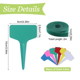 UFURMATE 240Pcs 6 Colors Plant Labels with Plant Tie Waterproof Plastic Garden Stake Tags Reusable T-Type Nursery Garden Makers for Seedlings Flower Vegetables Herb Potted (6x10cm)
