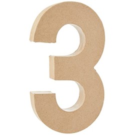 Creativ 26631 20 cm 1-Piece Papier Mache Number 3, Beige