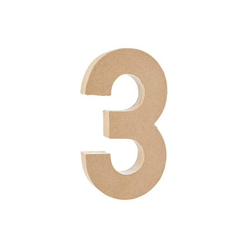 Creativ 26631 20 cm 1-Piece Papier Mache Number 3, Beige