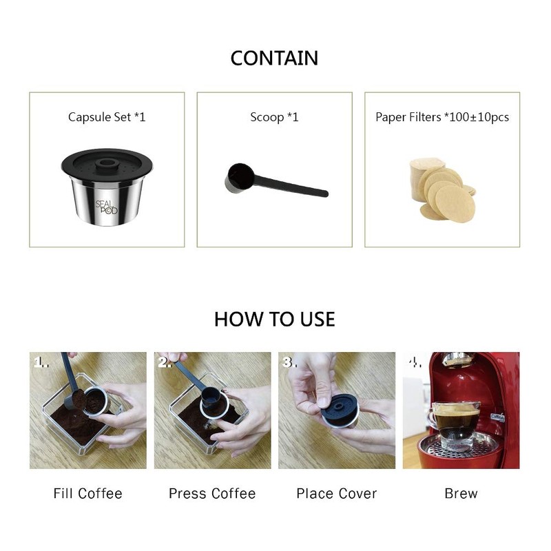 Sealpod Reusable Capsules for Caffitaly/K-Fee/Cafissimo Stainless Steel Refillable Pods (Single