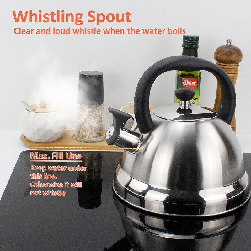 ROSSETTO Kettle Induction Tea Kettle Whistling Kettle Stainless Steel Camping