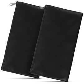 2pcs Storage Bags Zipper Money Pouch for Cash Zipper Money Bag Checkered Leather Money Pouch Money Organizer Bag Receipt Pouch Money Pouch for Cash