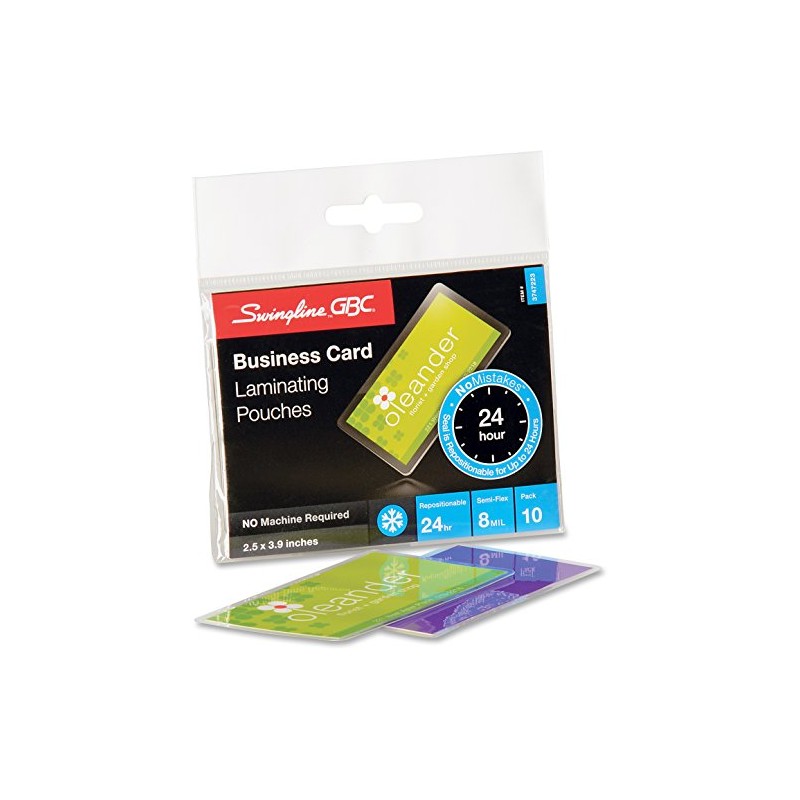 Swingline NoMistakes Self Sealing Laminating Pouches, Business Card, 8 Mil,