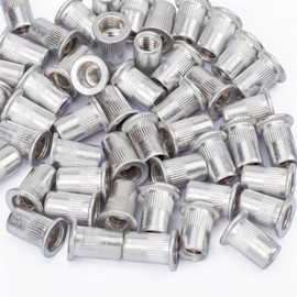 OIIKI 30 PCS 1/4-20 Aluminum Flange Rivet Nuts, UNC Flat Head Threaded Insert Nut