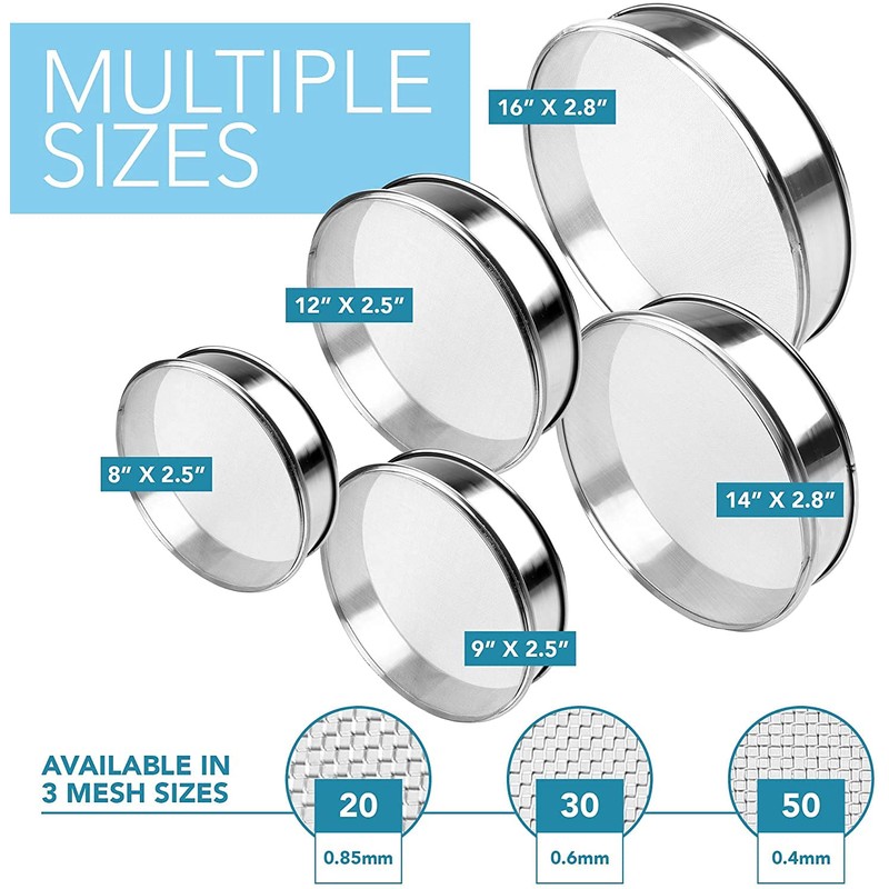 Vollum Stainless Steel Flour Sifter (12" Diameter x 2.5" High;