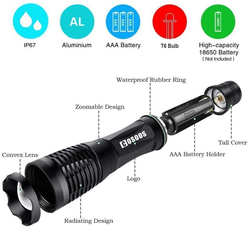 COSOOS 2 Pack UV Flashlight Blacklight, 2 in 1 LED