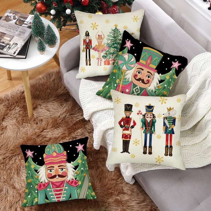 Fahrendom Christmas Nutcracker Decorative Throw Pillow Covers 18 x 18