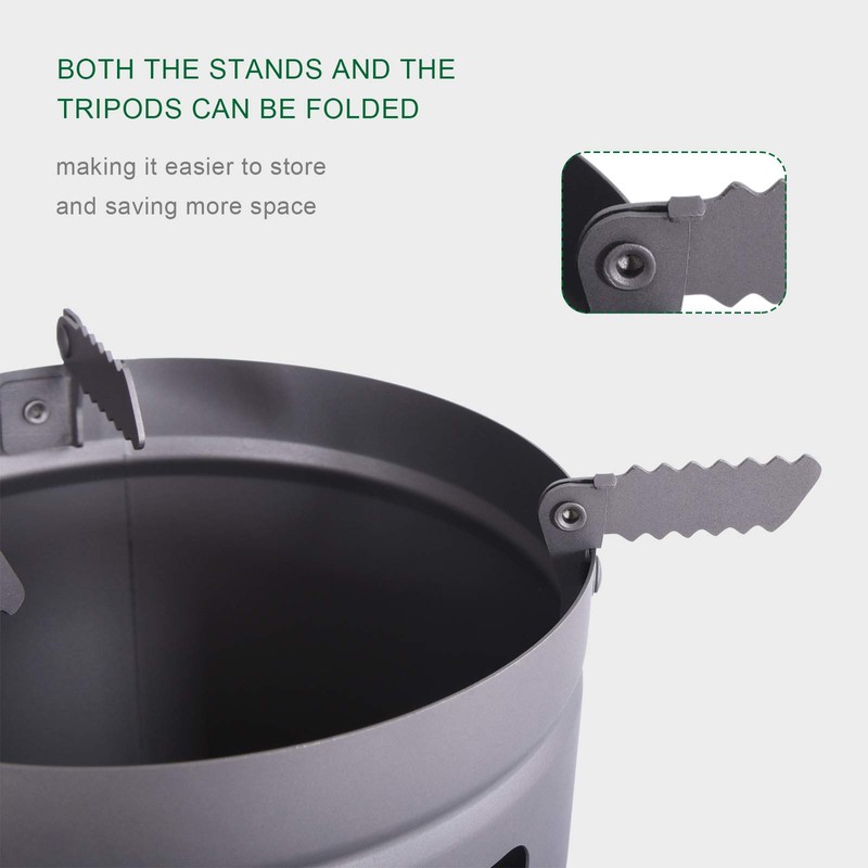 Boundless Voyage Outdoor Camping Titanium Wood Stove With Foldable Stands