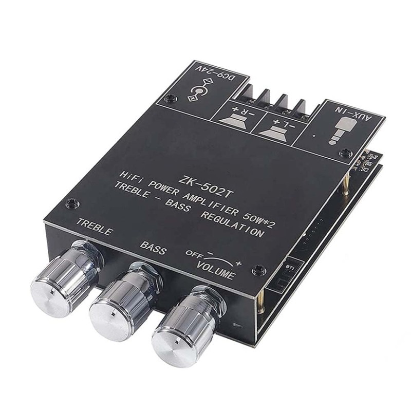 2PCS ZK-502T 50Wx2 High Bass Front Audio Amplifier Board Module