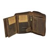 LEAS Vintage Style Zip Wallet in Genuine Leather Dark Cognac
