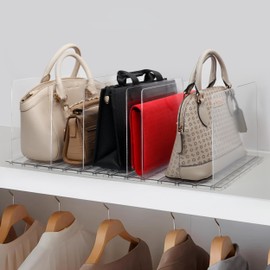 Modern Made Plastic Purse Organizer Closet – Pack of 2 Handbag Organizer with Adjustable Dividers & Sturdy Base – Purse Storage Organizer for Closet, Space-Saving Handbag Storage Organizer for Shelves