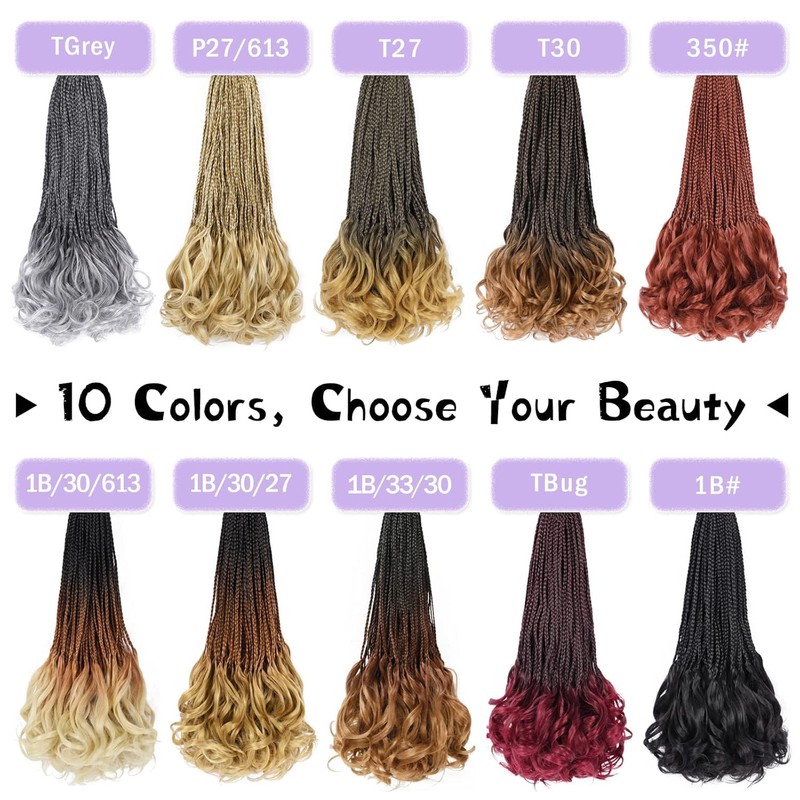 French Curl Crochet Braids 14 Inch Goddess Box Braids Crochet