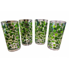 Nantucket Home St Patrick's Clover 18 oz Hiball Acrylic Shamrock Glasses - 6 x 3 Inches - Set of 4 Highball Glasses -