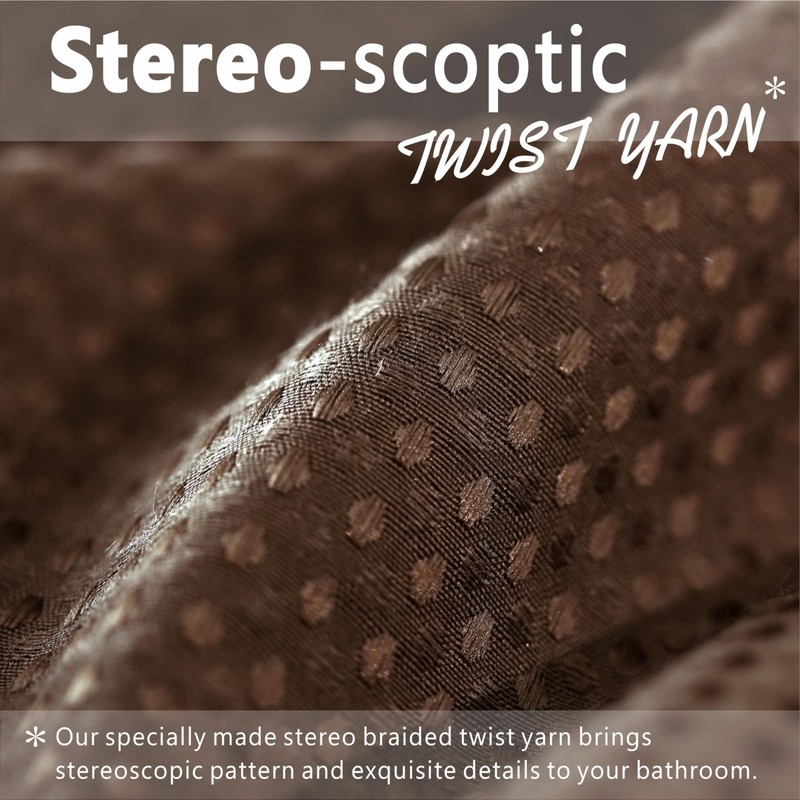 Popkozzi Brown Waffle Weave Shower Curtain: Taupe Heavy Duty Textured