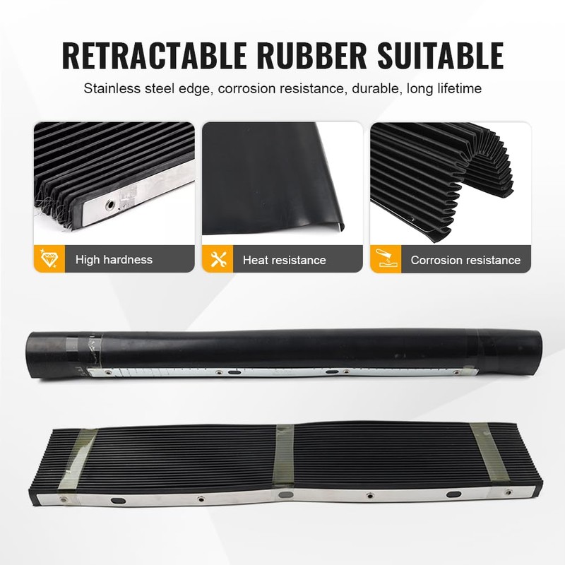 Bacar CNC Milling Machine Accordion Dust Cover, Rubber Foldable Mill