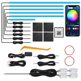 Acrylic Interior Car LED Strip Light with Wireless APP, RGB 10 in 1 with 175 inches 612 LEDs Fiber Optic Car Ambient Lighting Kits, Dynamic Music Sync Neon LED Strip Lights for Car