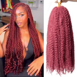 TUVOJALE Marley Twist Braiding Hair 24 inch Afro Kinky Curly Crochet Braids 8 Packs Cuban Twist Crochet Braids Synthetic Low Maintenance Skin-Friendly Marley Hair Extensions(BUG, Packs of 8)