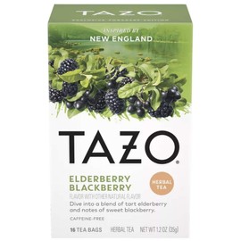 Tazo Foragers Elderberry Blackberry Herbal Tea 16 Count Tea Bags. Caffeine Free. 2 Pack