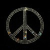 Set of 4 Bling Peace Symbol Silver Rhinestone Iron On