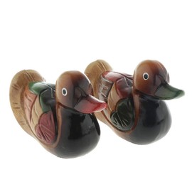 FRECI 2pcs Duck Ornament Wooden Ducks Statues Hand Carved Figures Wedding Gifts - Mandarin Duck